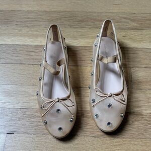 Loeffler Randall Leonie Crystal Mesh Ballet Flats Caramel